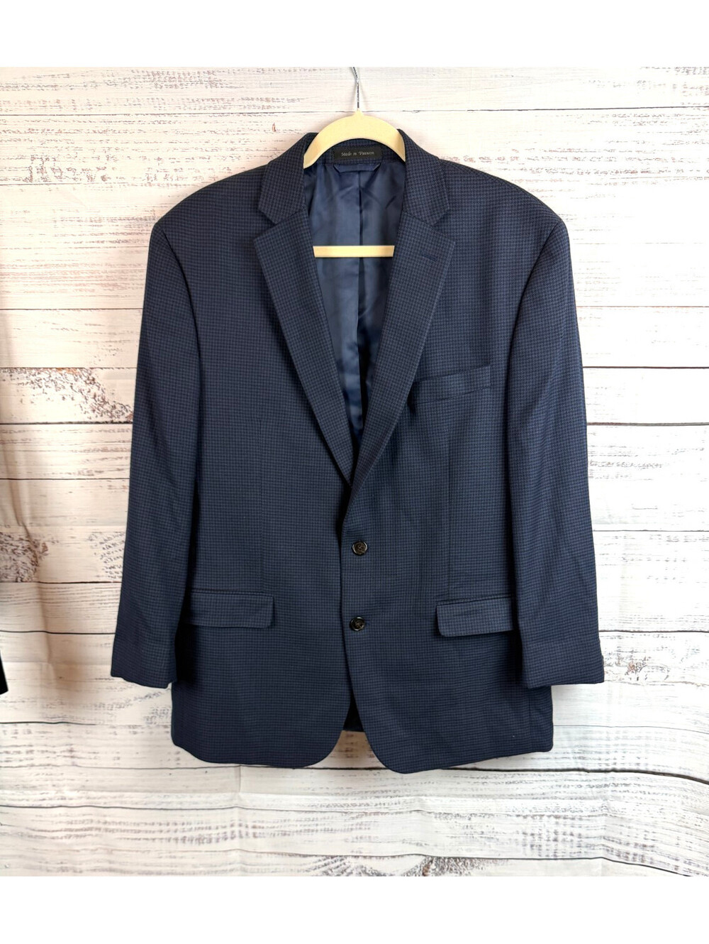 CHAPS black blue houndstooth check mens suit jacket blazer 44R